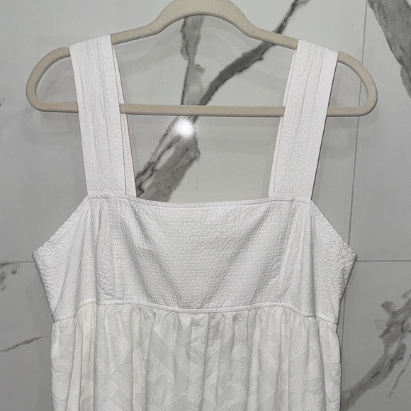 NWT Madewell White Floral Embroidered Textured Cutout Back Midi Dress - Picture 4 of 12